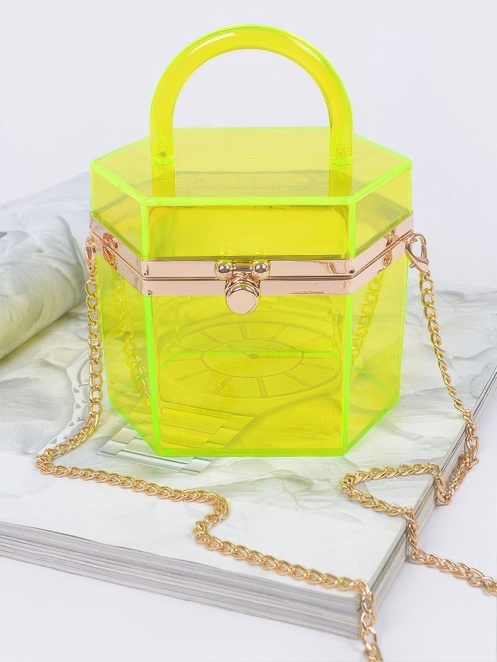 Plastic Hard Mini Clutch W/handle